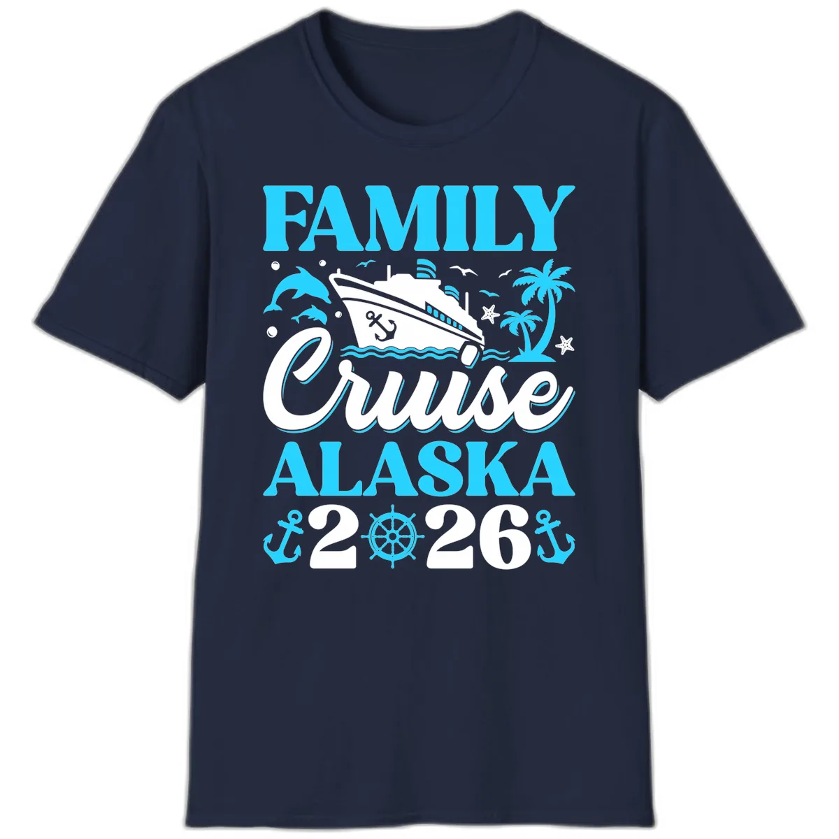 Family Cruise Alaska 2026 Design T-Shirt in Navy