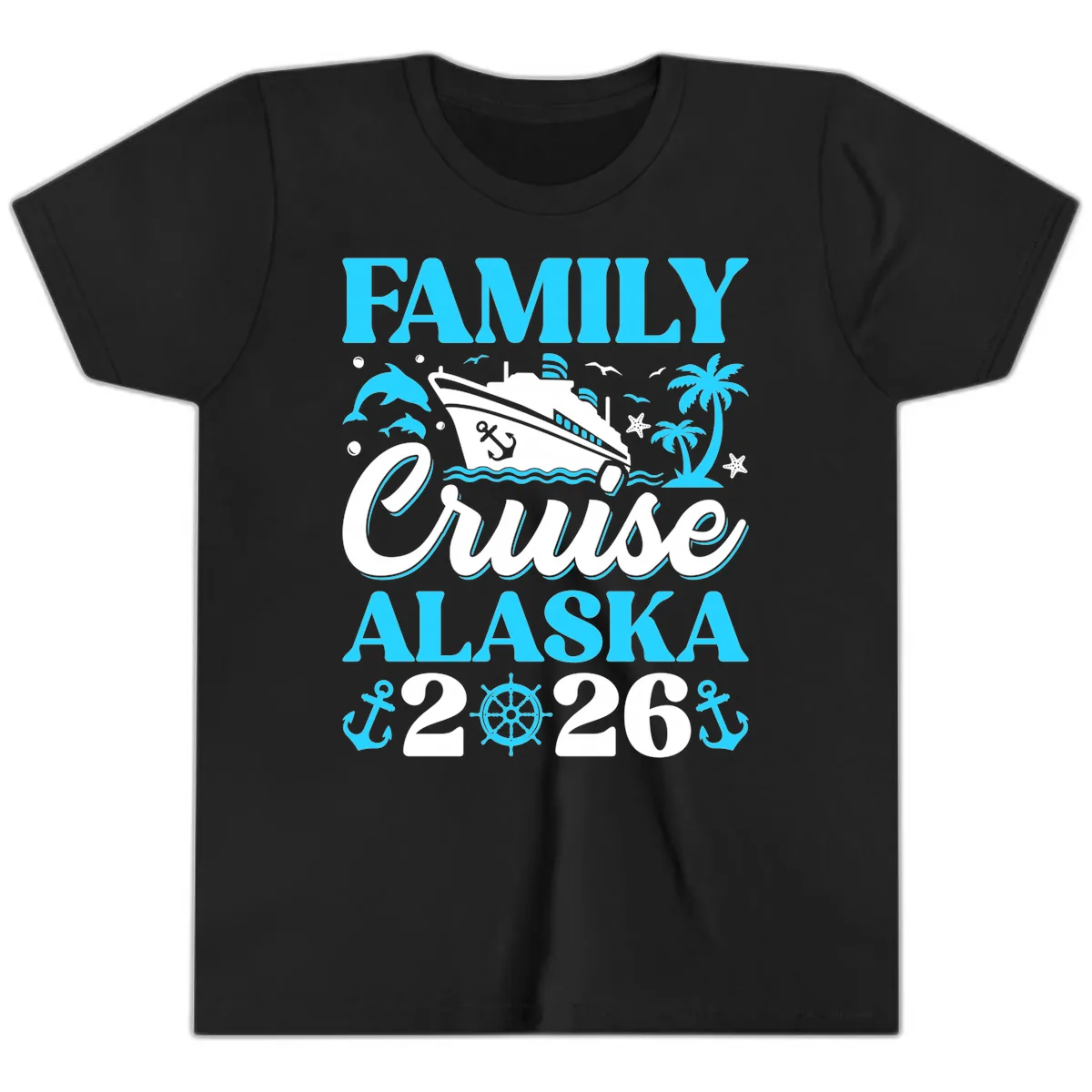 Family Cruise Alaska 2026 Design Youth T-Shirt in Black