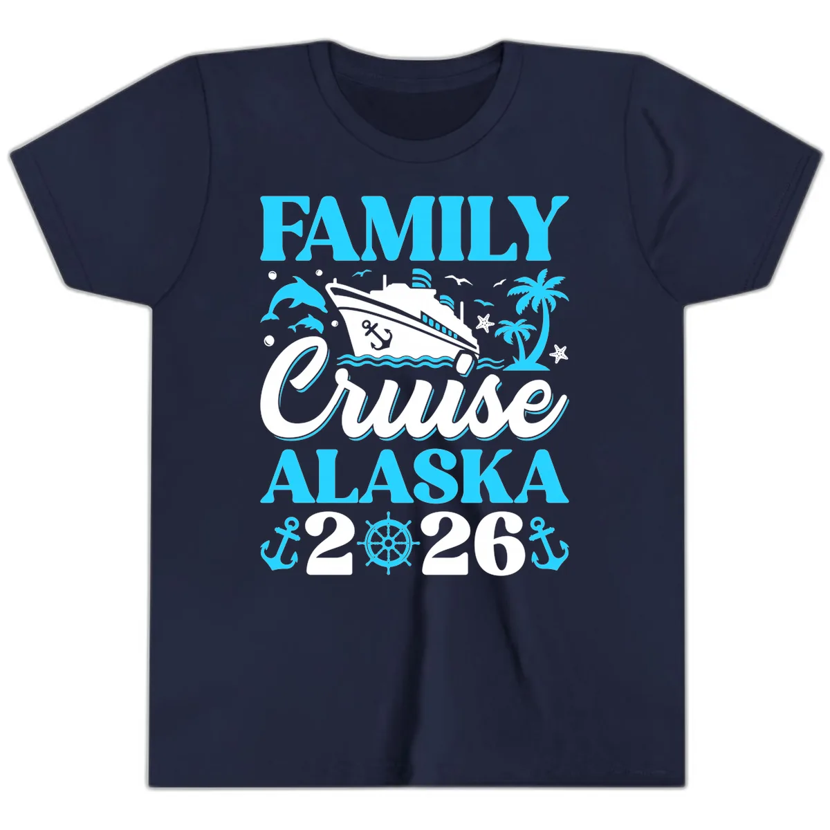 Family Cruise Alaska 2026 Design Youth T-Shirt in Navy