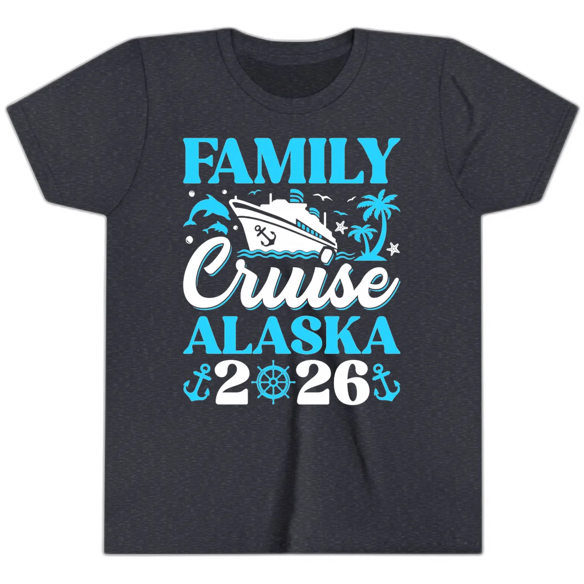 Family Cruise Alaska 2026 Design Youth T-Shirt in Heather Navy