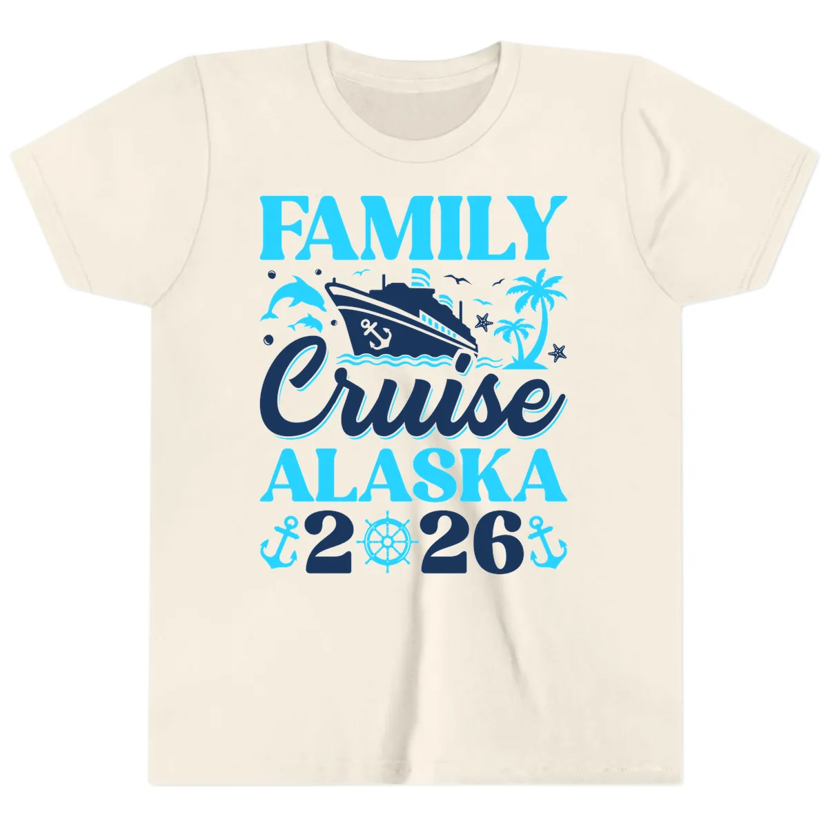 Family Cruise Alaska 2026 Design Youth T-Shirt in Natural