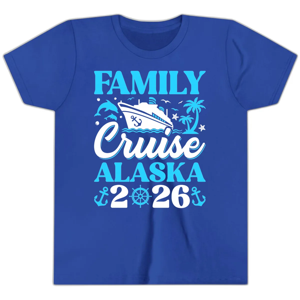 Family Cruise Alaska 2026 Design Youth T-Shirt in True Royal