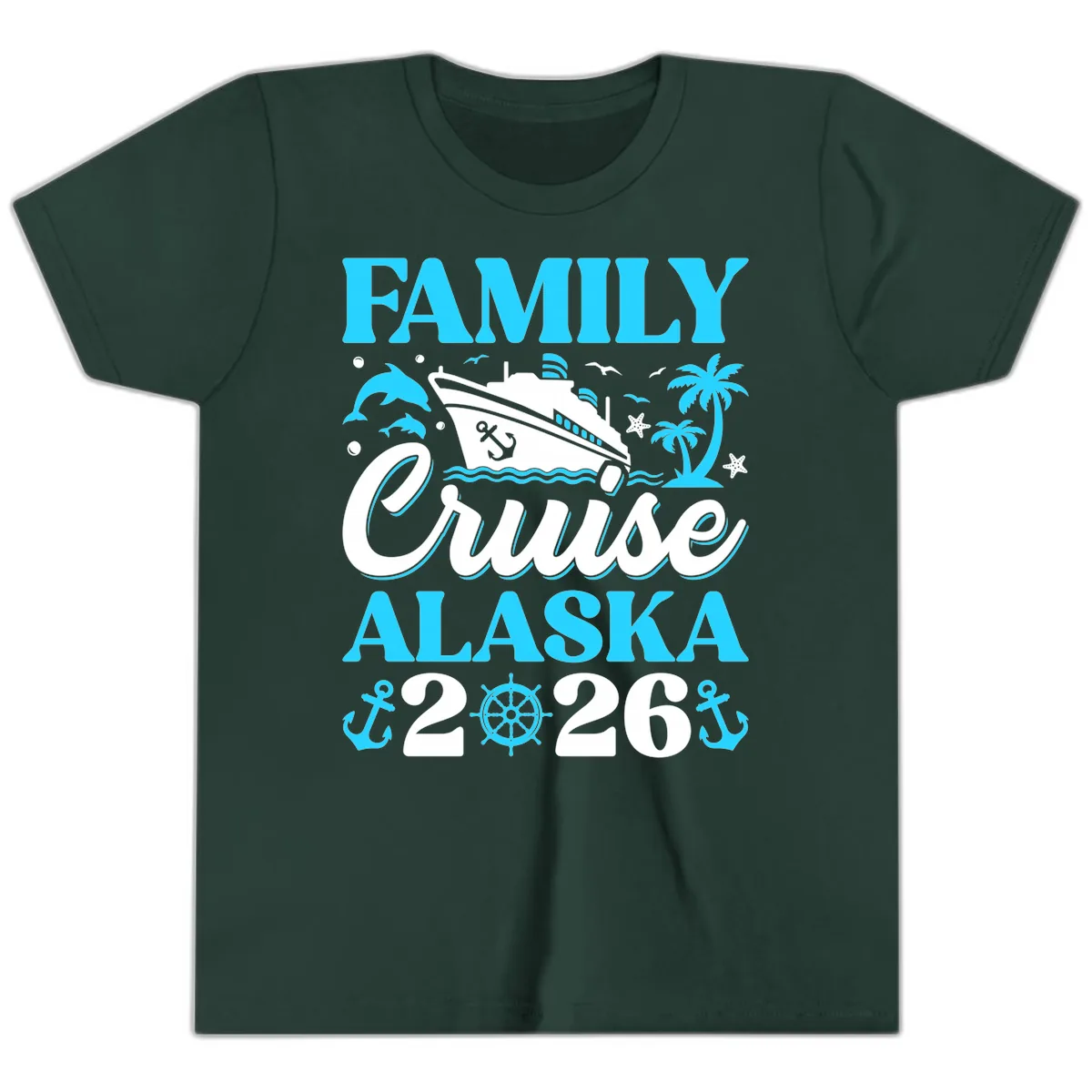 Family Cruise Alaska 2026 Design Youth T-Shirt in Forest