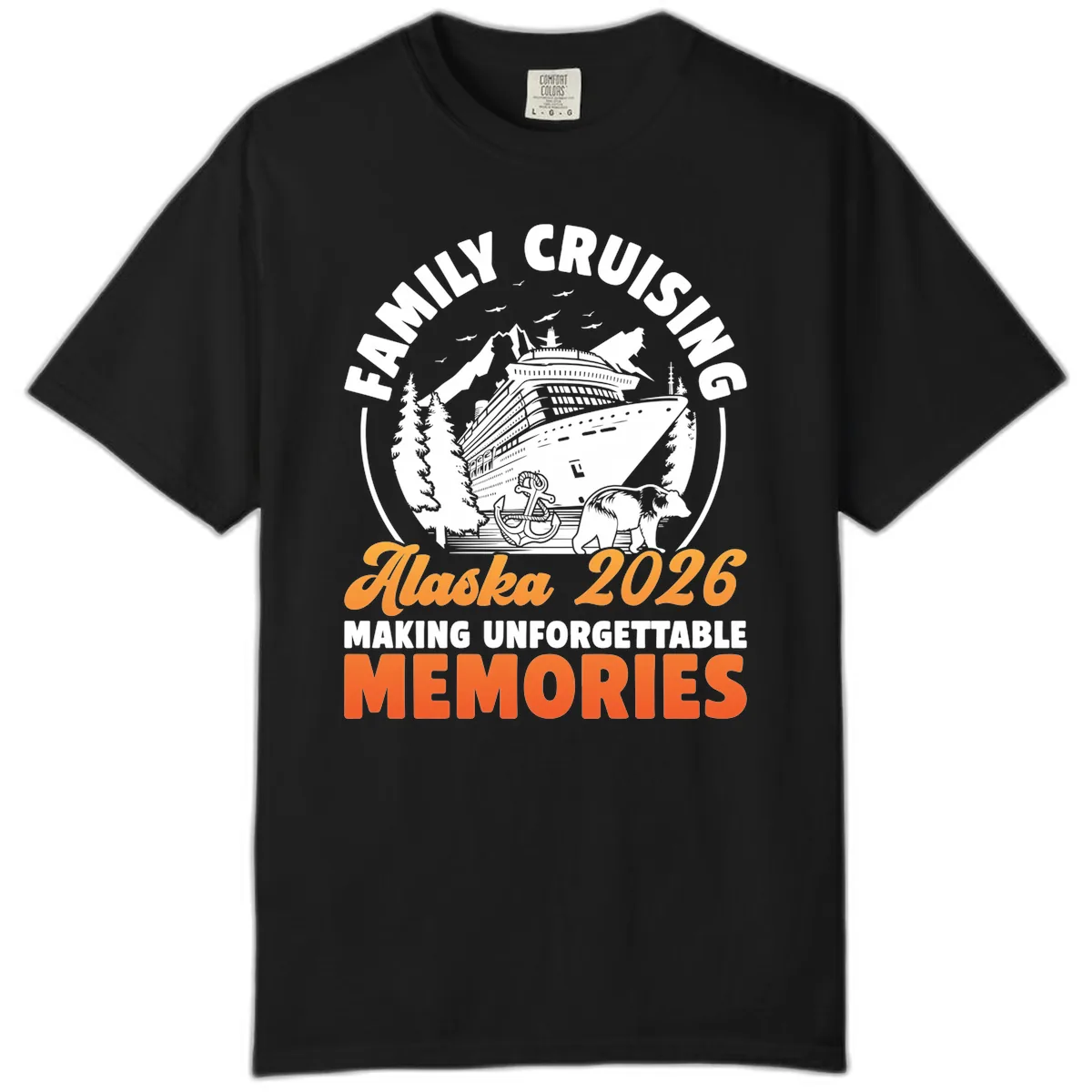 Family Alaska Cruise 2026 Scenic Badge Comfort Color in Black