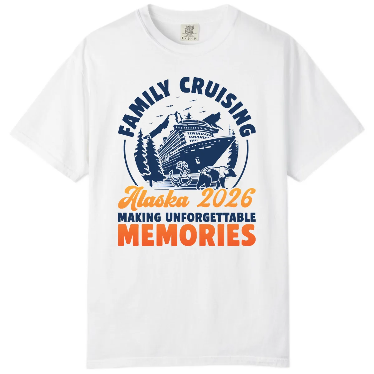 Family Alaska Cruise 2026 Scenic Badge Comfort Color in White