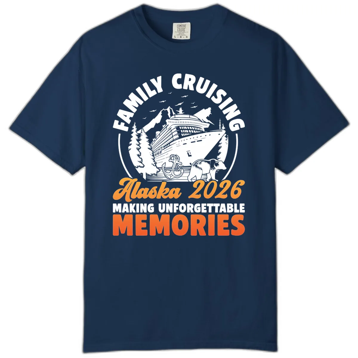 Family Alaska Cruise 2026 Scenic Badge Comfort Color in Navy