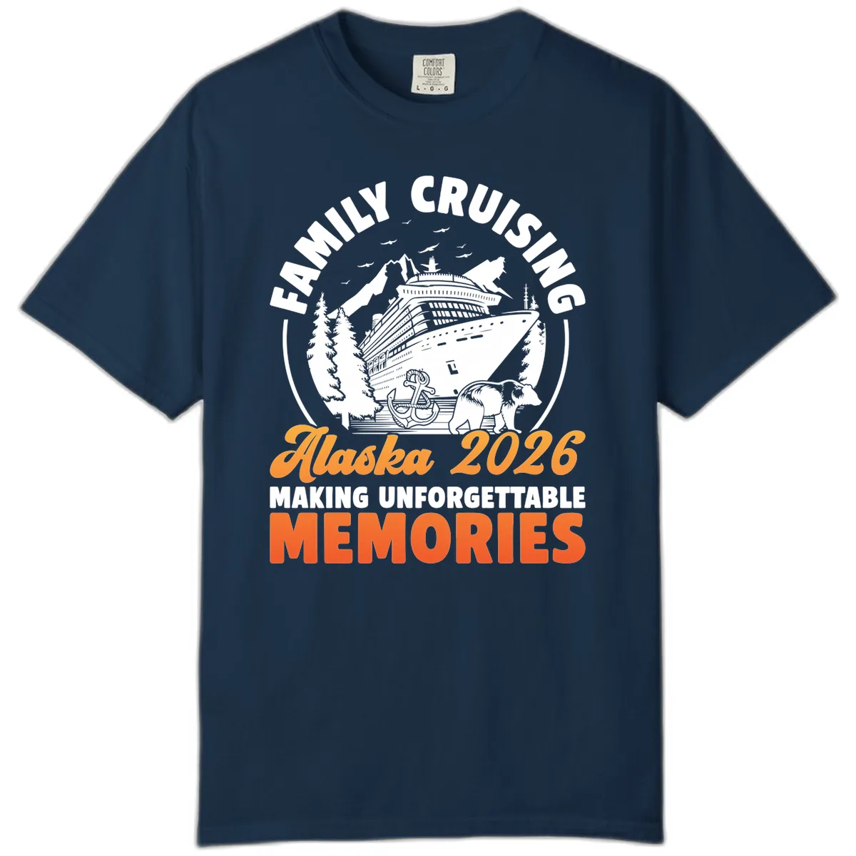Family Alaska Cruise 2026 Scenic Badge Comfort Color in True Navy