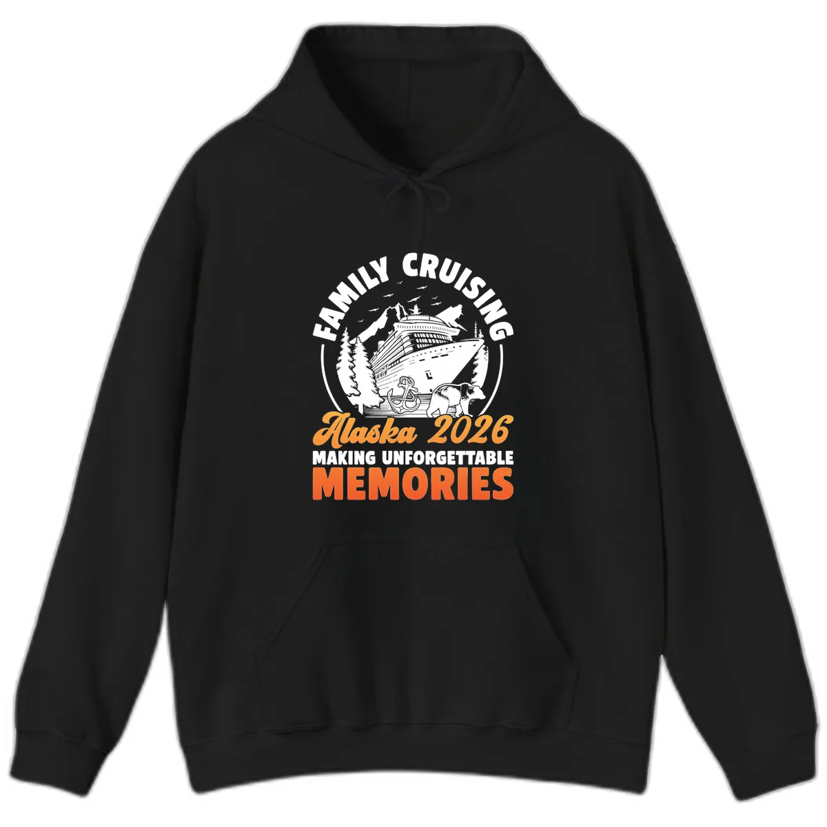 Family Alaska Cruise 2026 Scenic Badge Hoodie in Black
