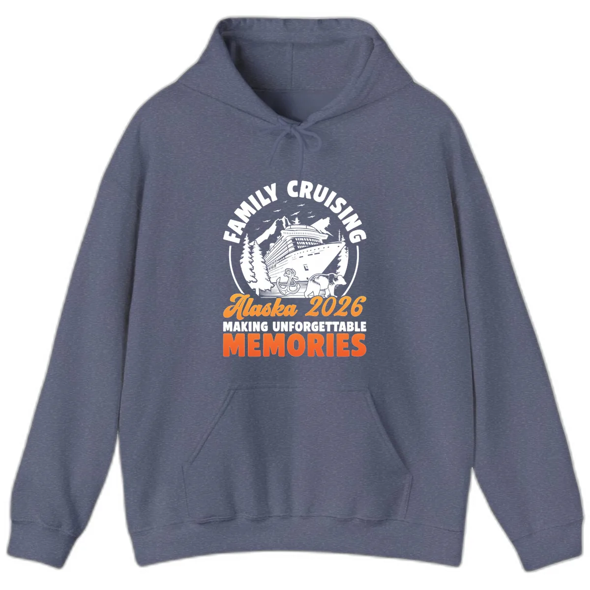 Family Alaska Cruise 2026 Scenic Badge Hoodie in Heather Navy