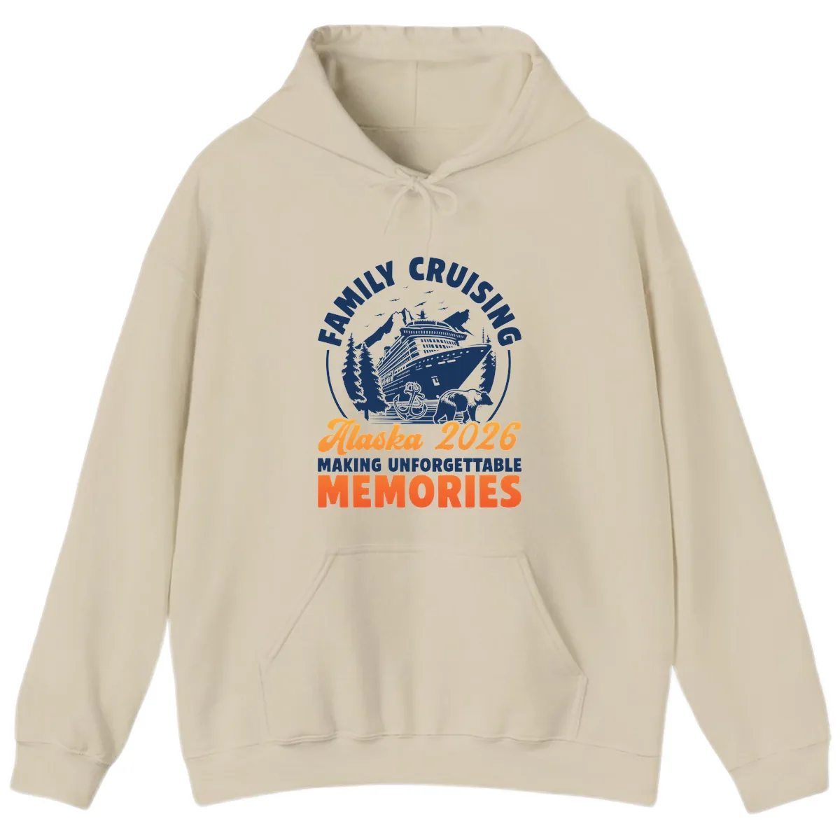 Family Alaska Cruise 2026 Scenic Badge Hoodie in Sand