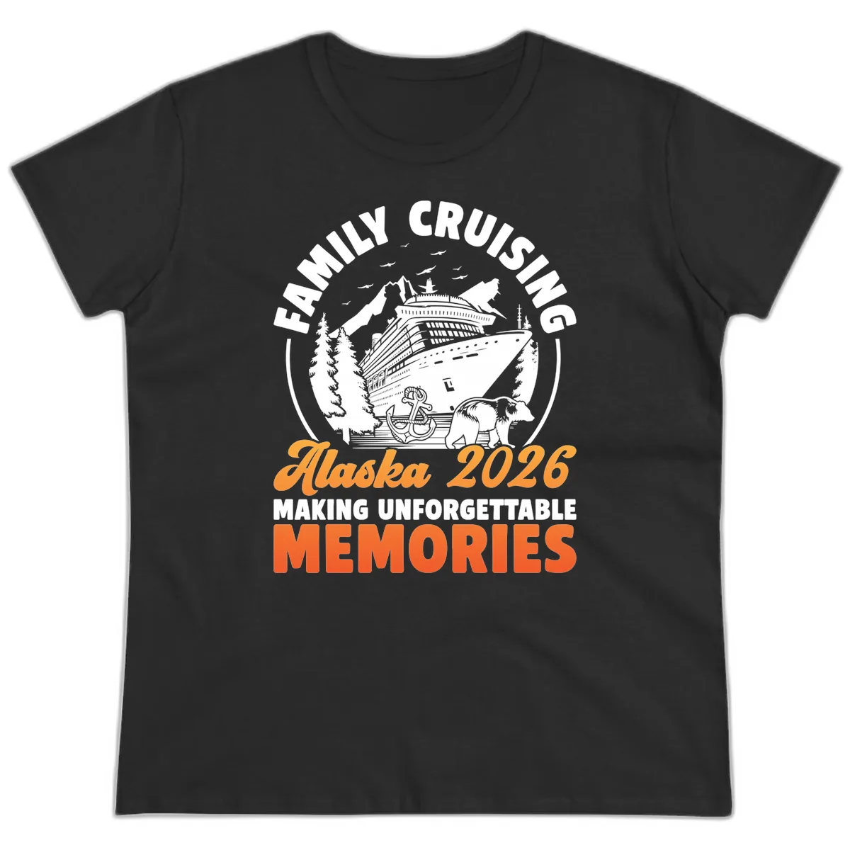 Family Alaska Cruise 2026 Scenic Badge Ladies Tee in Black