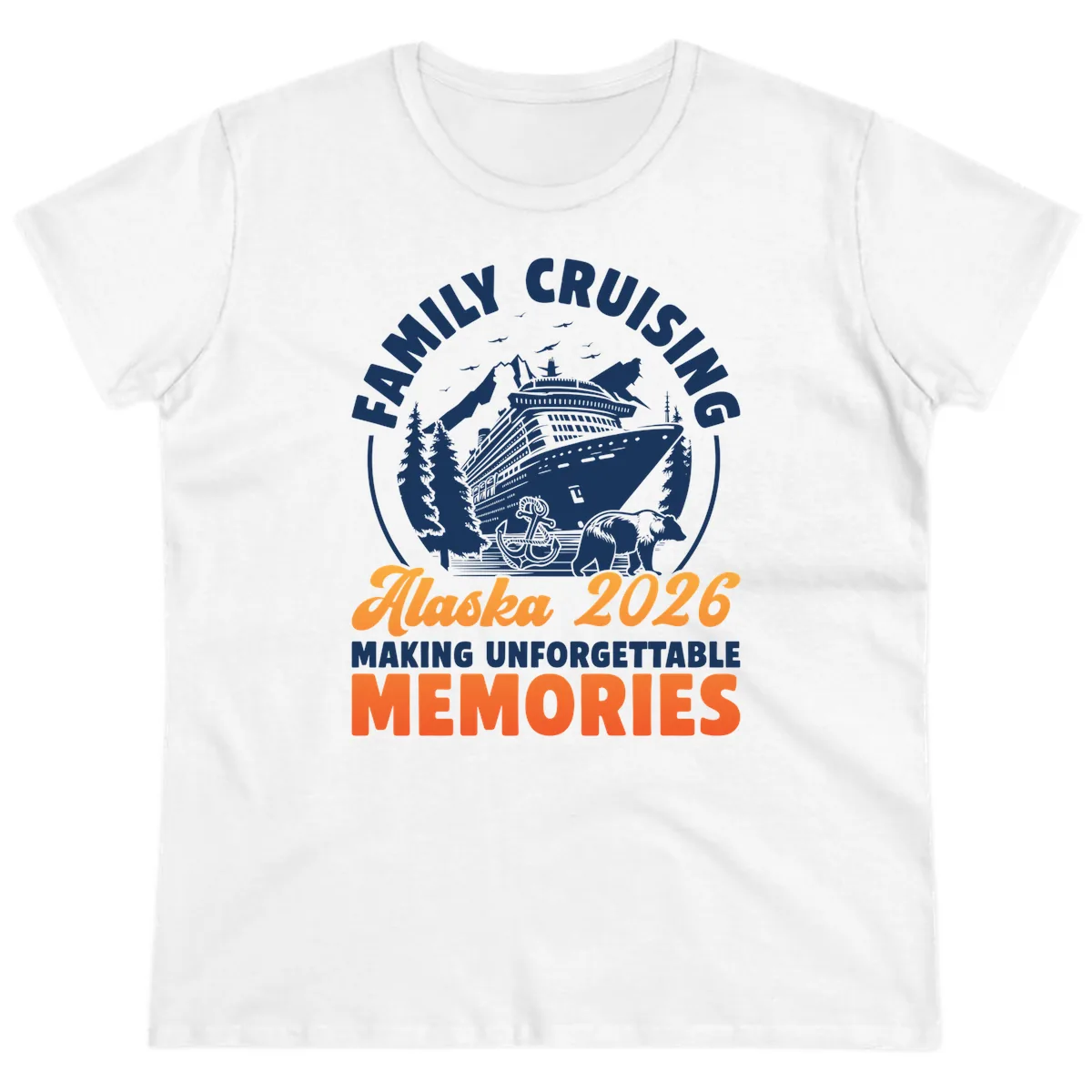 Family Alaska Cruise 2026 Scenic Badge Ladies Tee in White