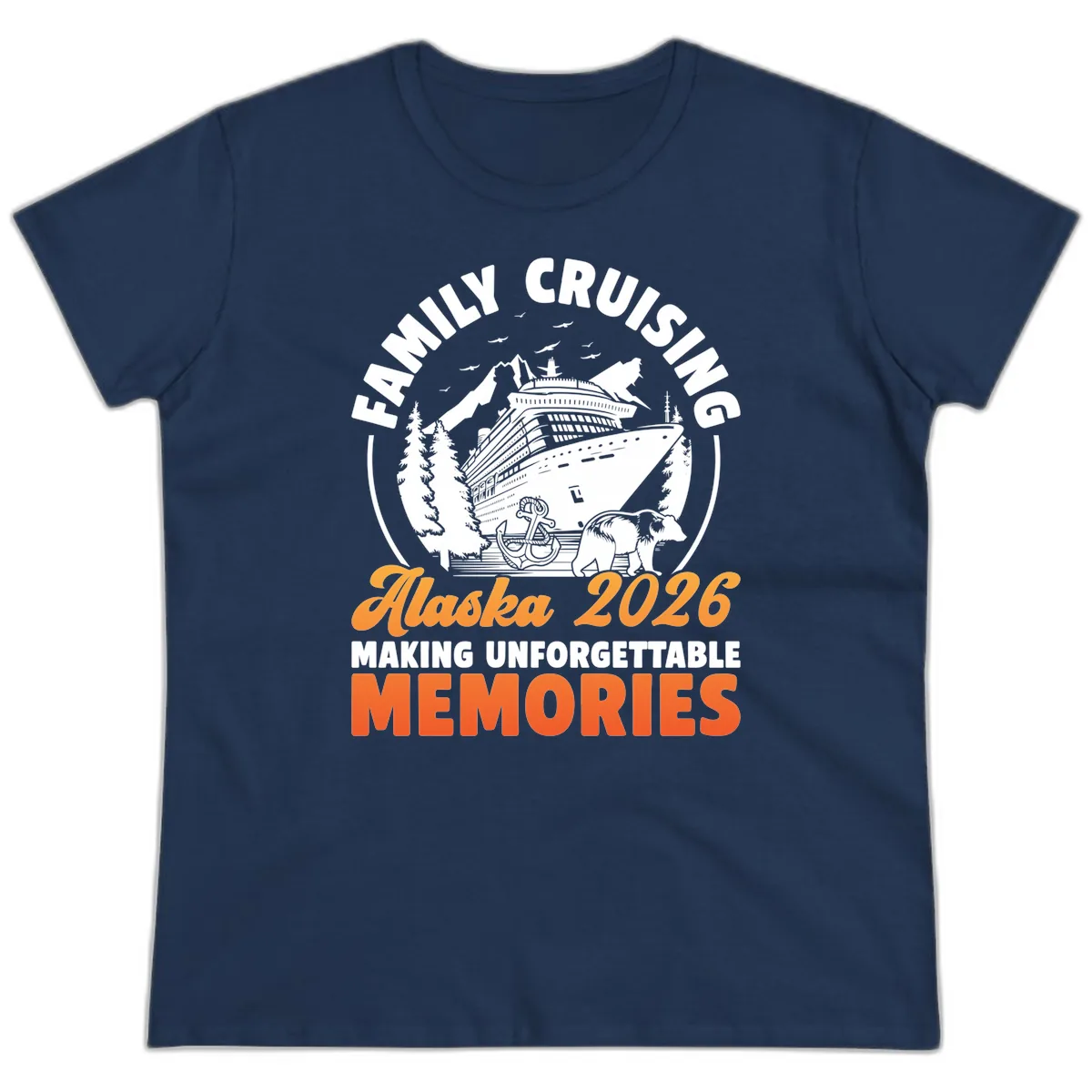 Family Alaska Cruise 2026 Scenic Badge Ladies Tee in Navy