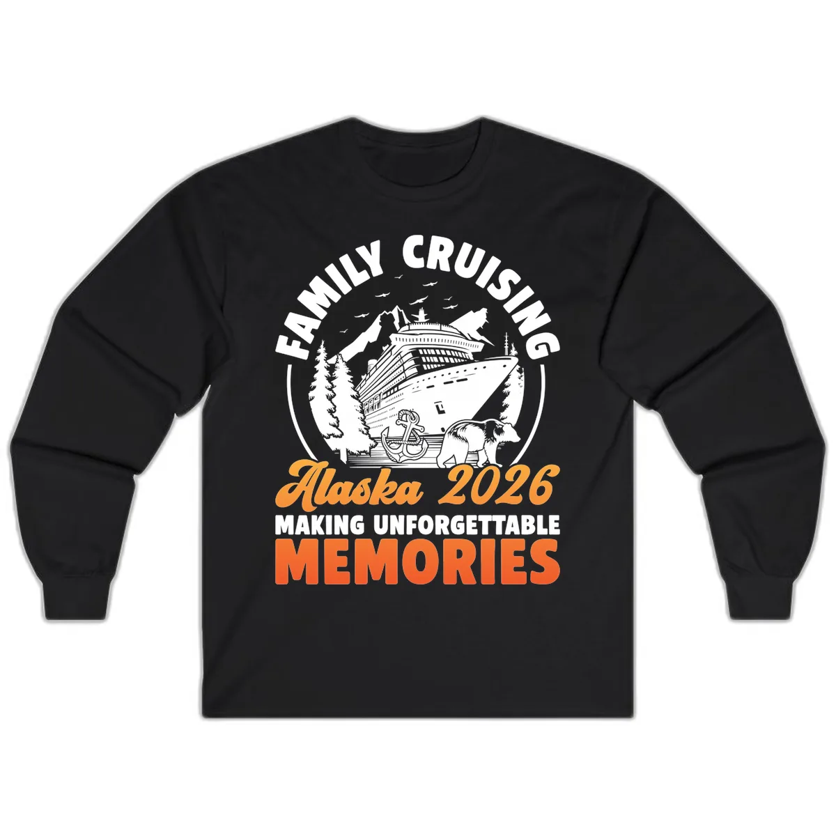 Family Alaska Cruise 2026 Scenic Badge Long Sleeve in Black