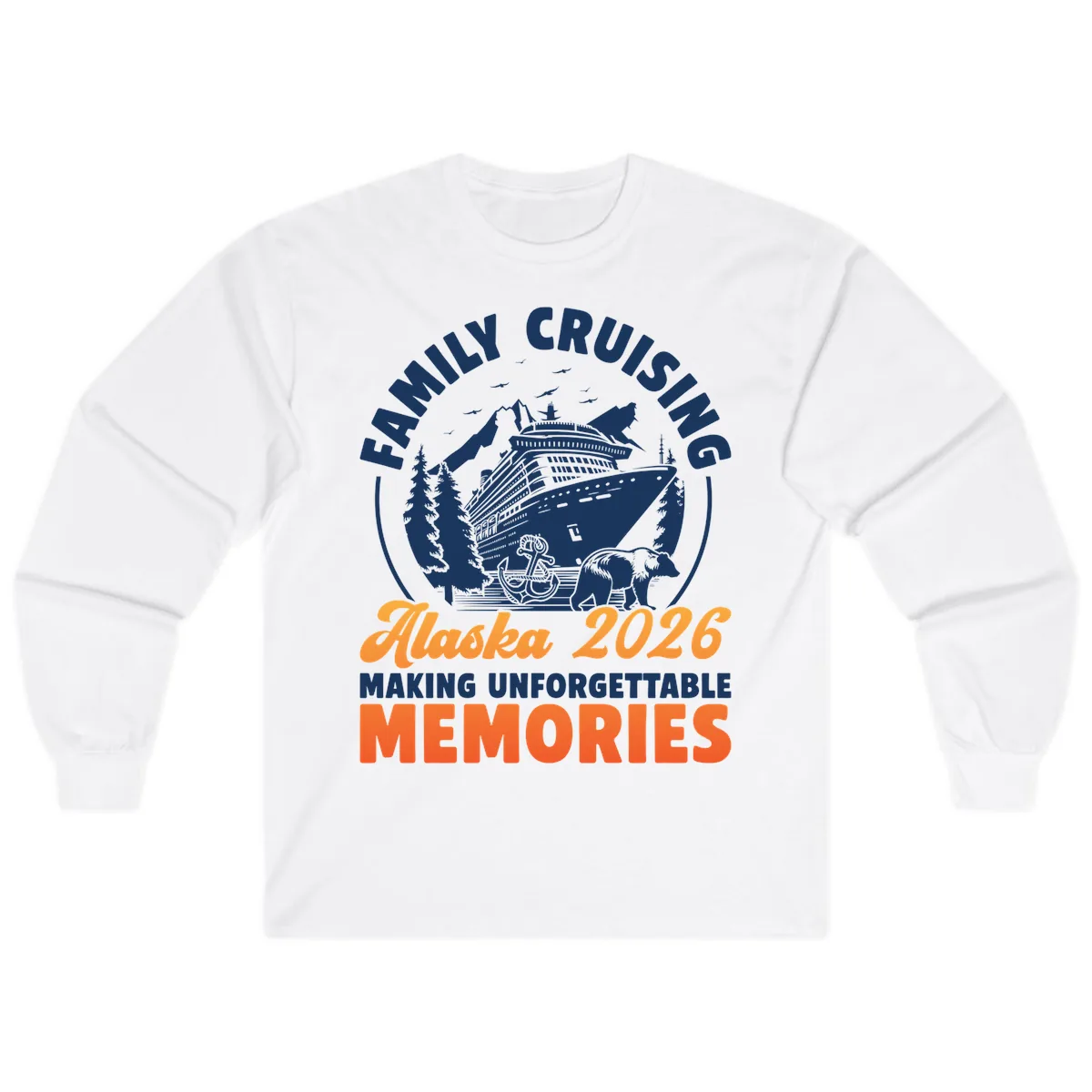 Family Alaska Cruise 2026 Scenic Badge Long Sleeve in White