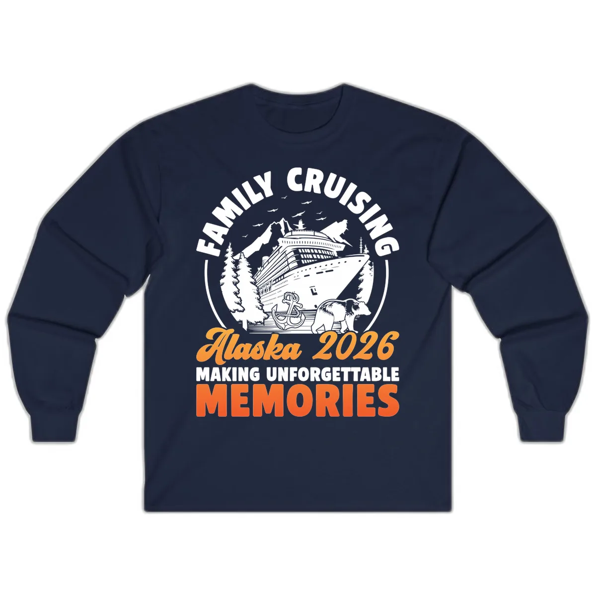 Family Alaska Cruise 2026 Scenic Badge Long Sleeve in Navy