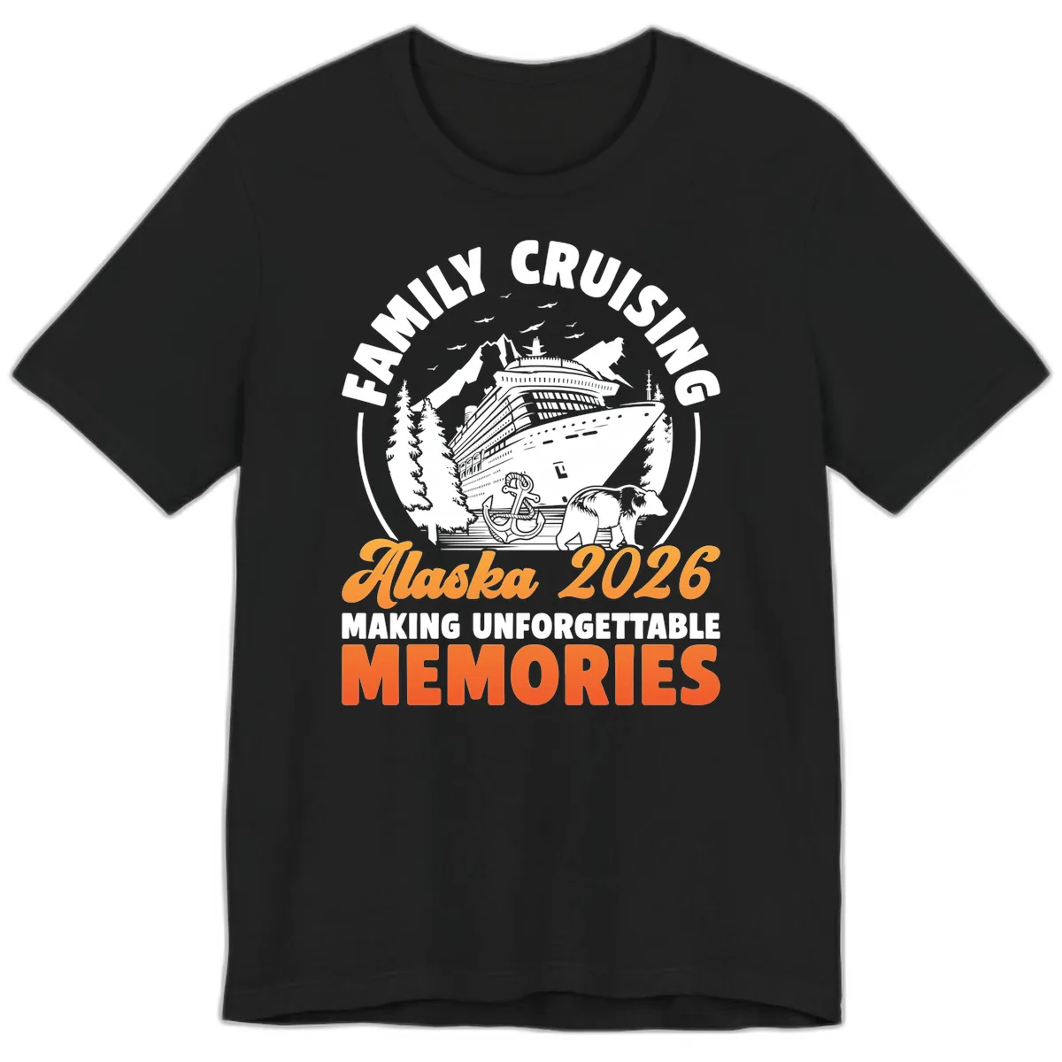 Family Alaska Cruise 2026 Scenic Badge Premium T-Shirt in Black
