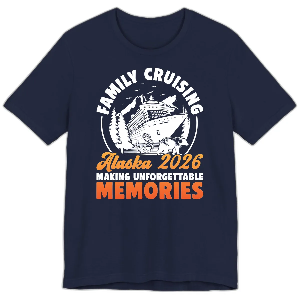Family Alaska Cruise 2026 Scenic Badge Premium T-Shirt in Navy