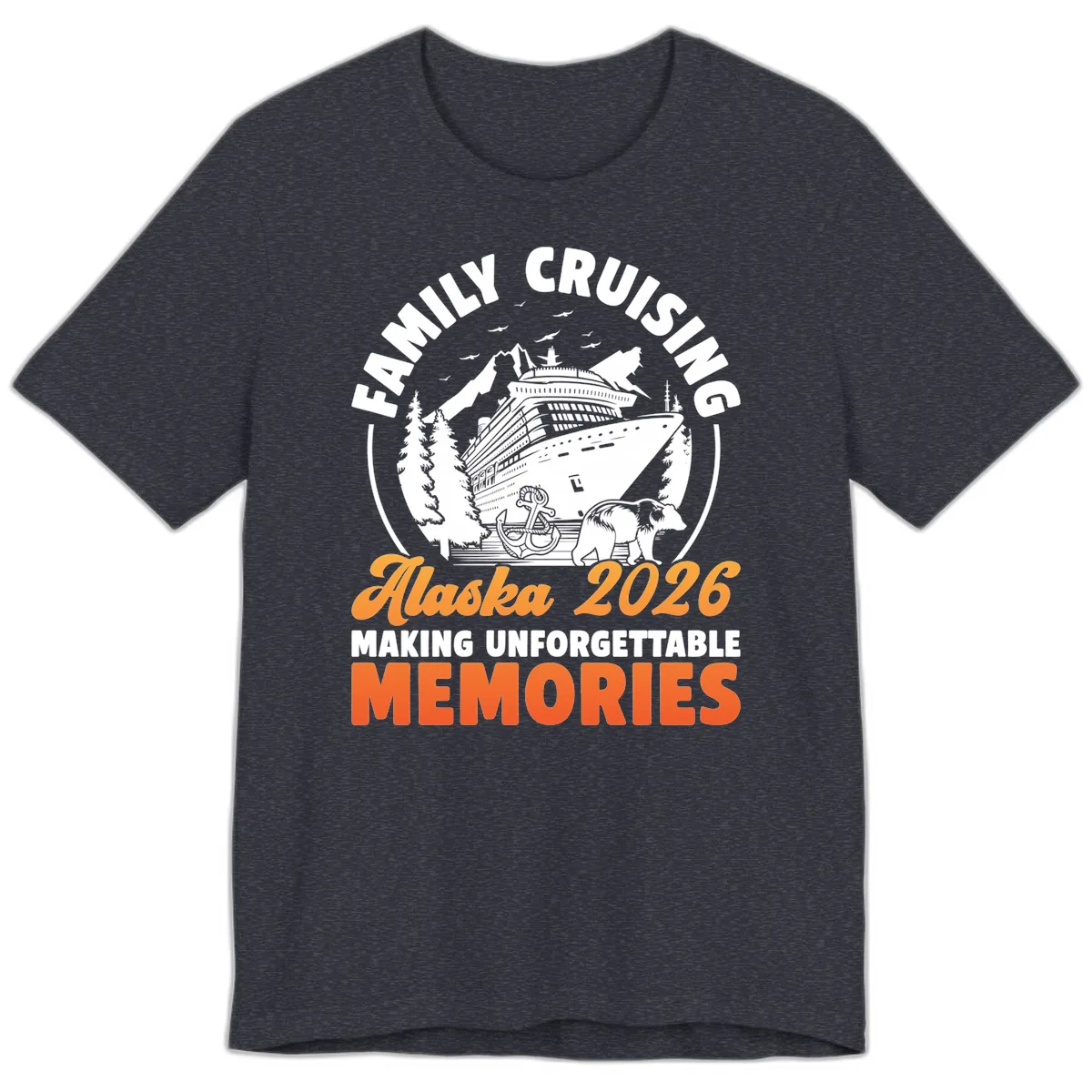 Family Alaska Cruise 2026 Scenic Badge Premium T-Shirt in Heather Navy