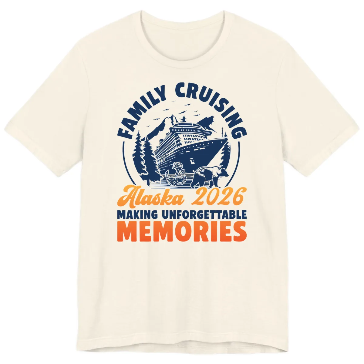 Family Alaska Cruise 2026 Scenic Badge Premium T-Shirt in Natural