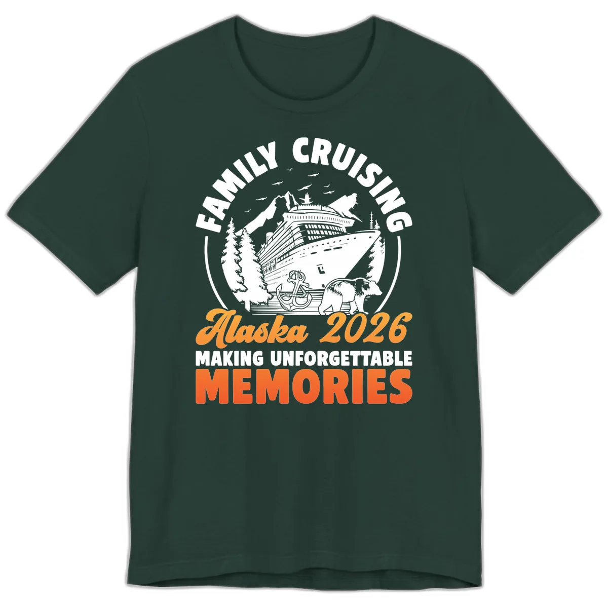Family Alaska Cruise 2026 Scenic Badge Premium T-Shirt in Forest