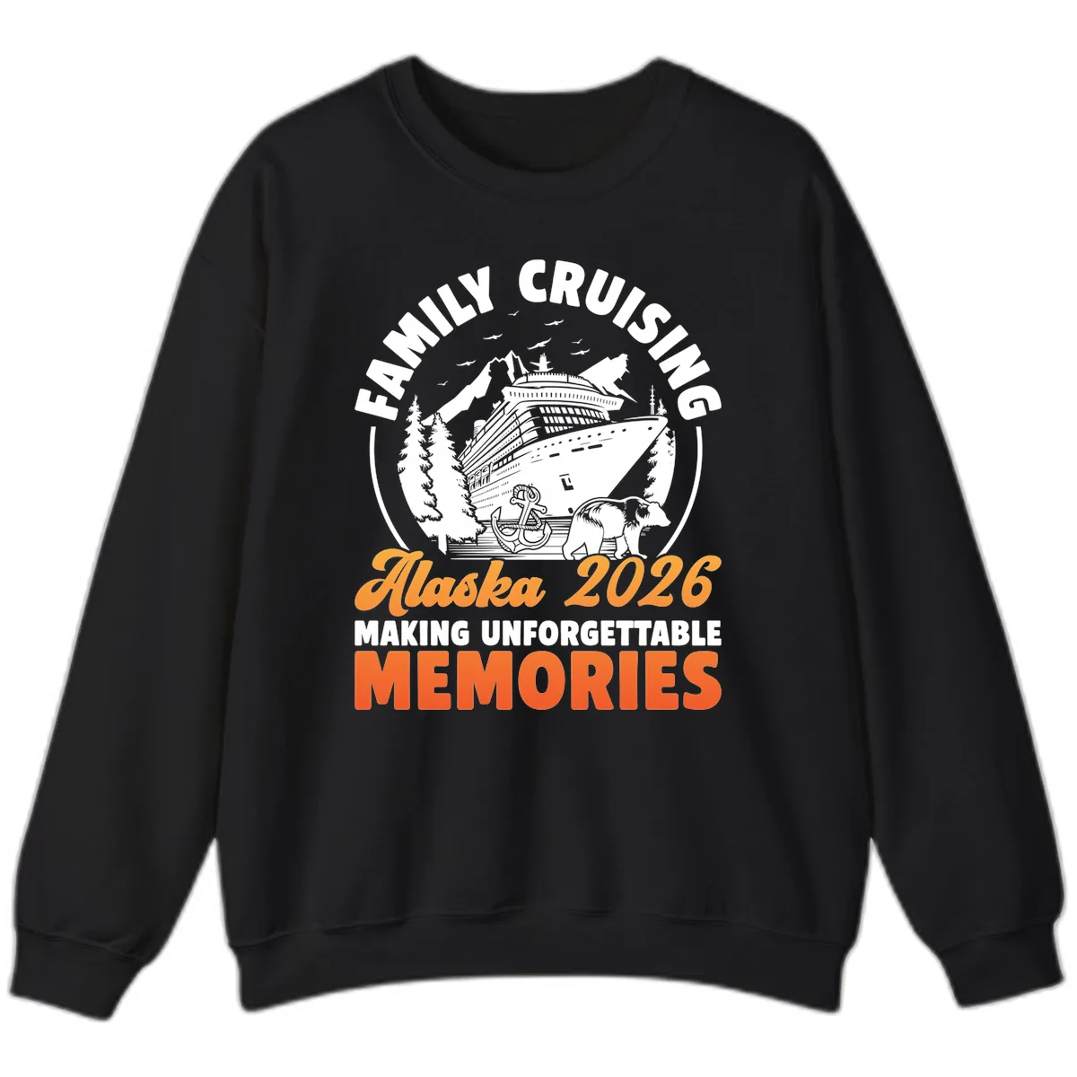 Family Alaska Cruise 2026 Scenic Badge Sweatshirt in Black