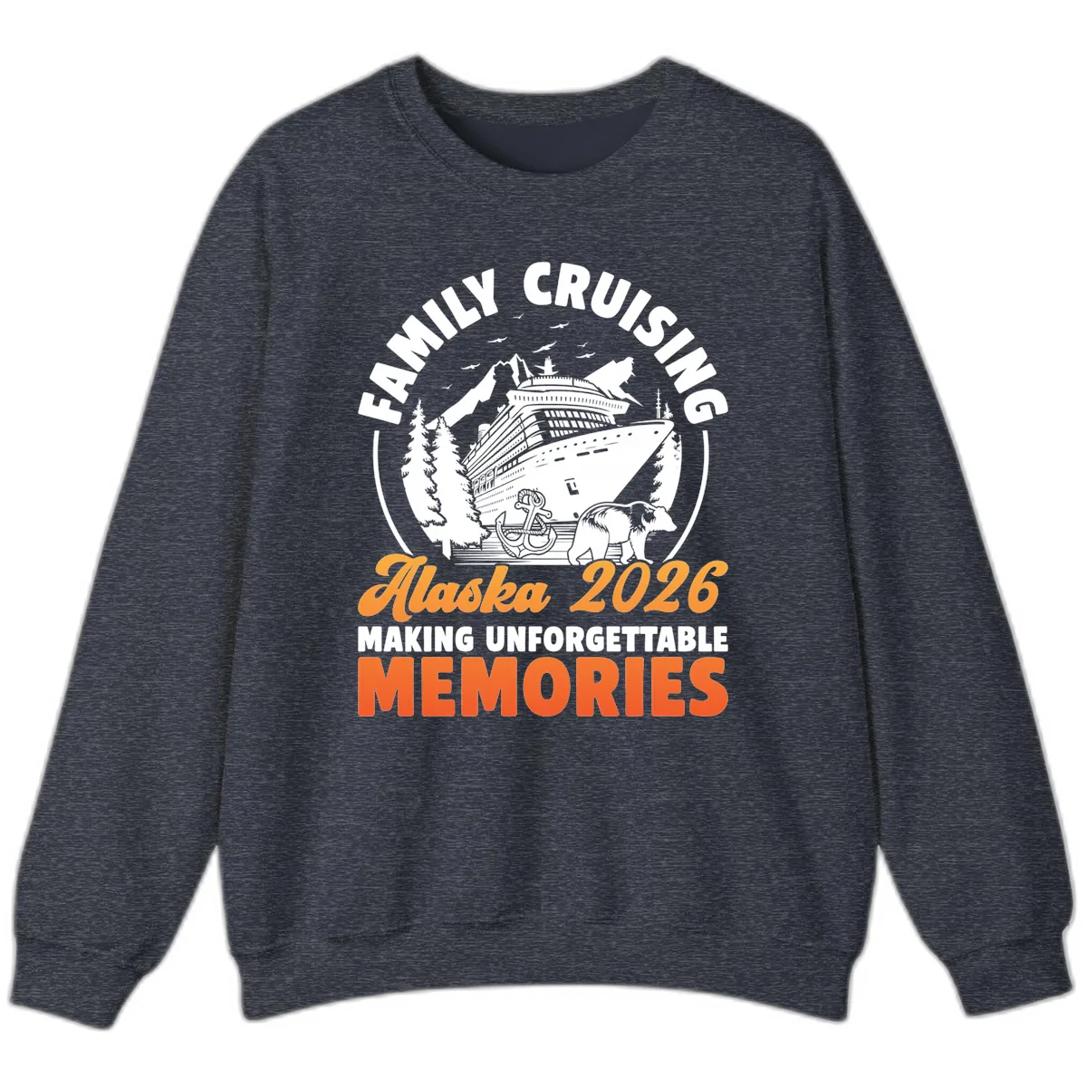Family Alaska Cruise 2026 Scenic Badge Sweatshirt in Heather Sport Dark Navy
