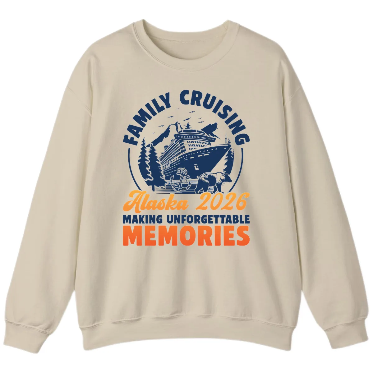 Family Alaska Cruise 2026 Scenic Badge Sweatshirt in Sand
