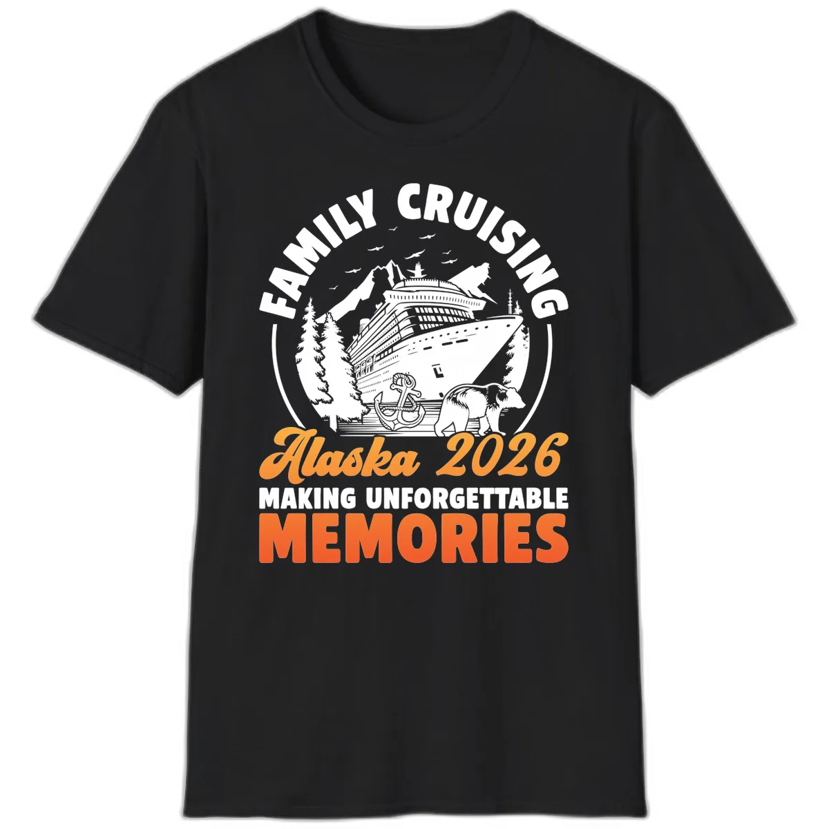 Family Alaska Cruise 2026 Scenic Badge T-Shirt in Black