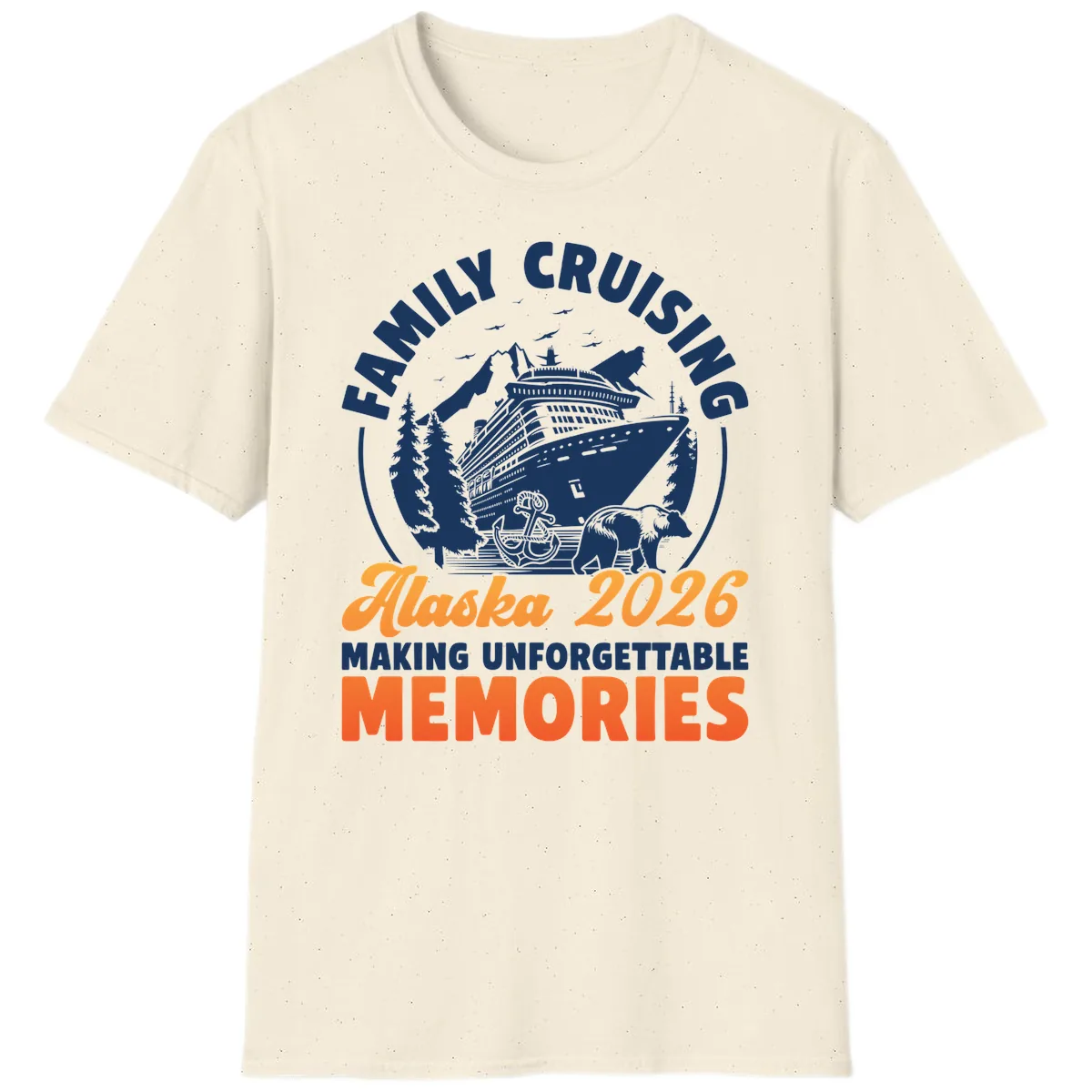 Family Alaska Cruise 2026 Scenic Badge T-Shirt in Natural