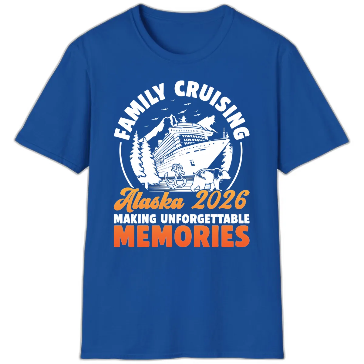 Family Alaska Cruise 2026 Scenic Badge T-Shirt in Royal