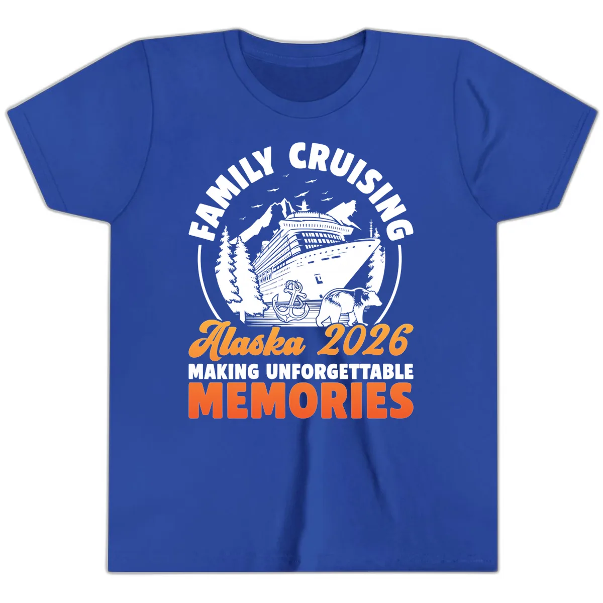 Family Alaska Cruise 2026 Scenic Badge Youth T-Shirt in True Royal
