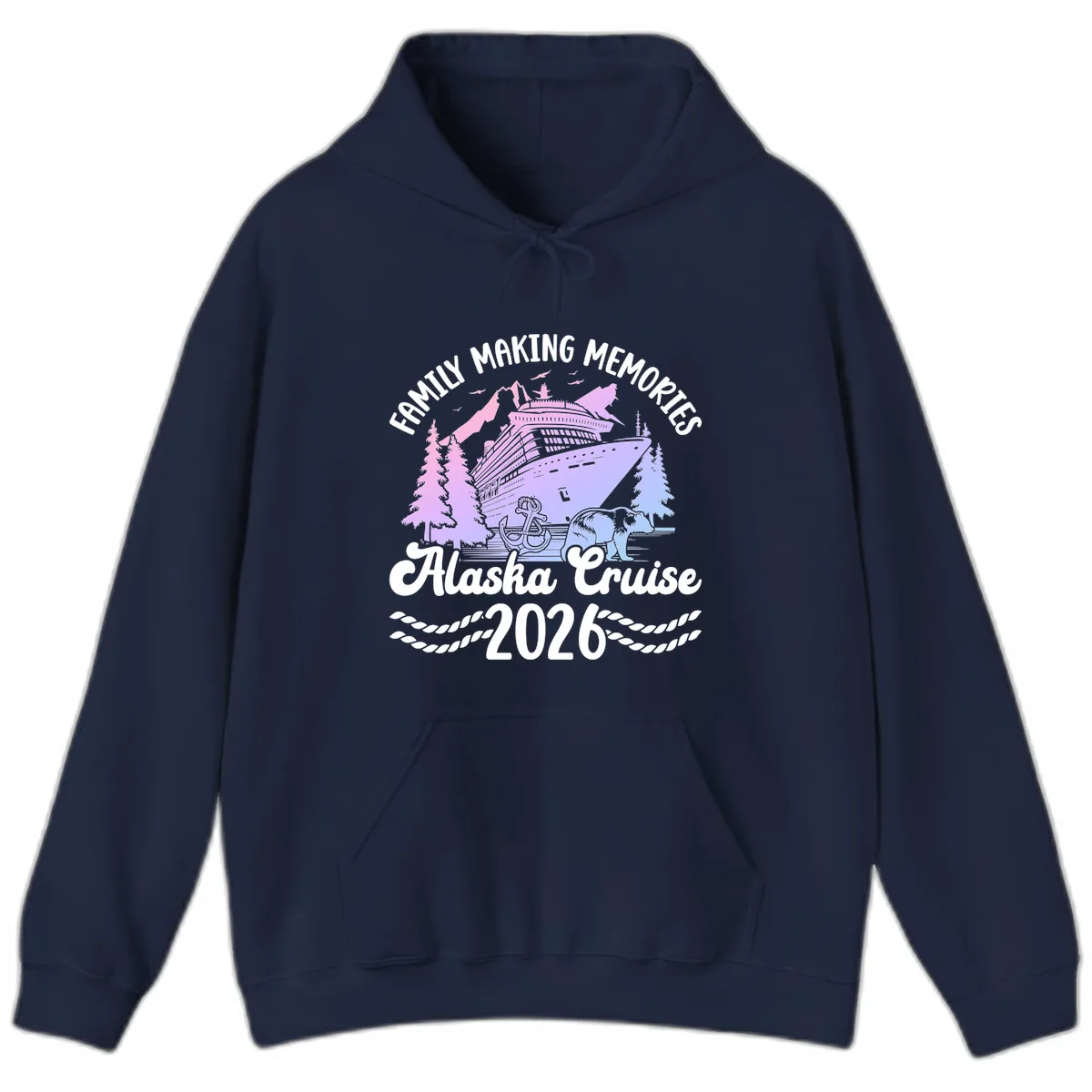 Family Memories Alaska Cruise 2026 Design Hoodie in Navy