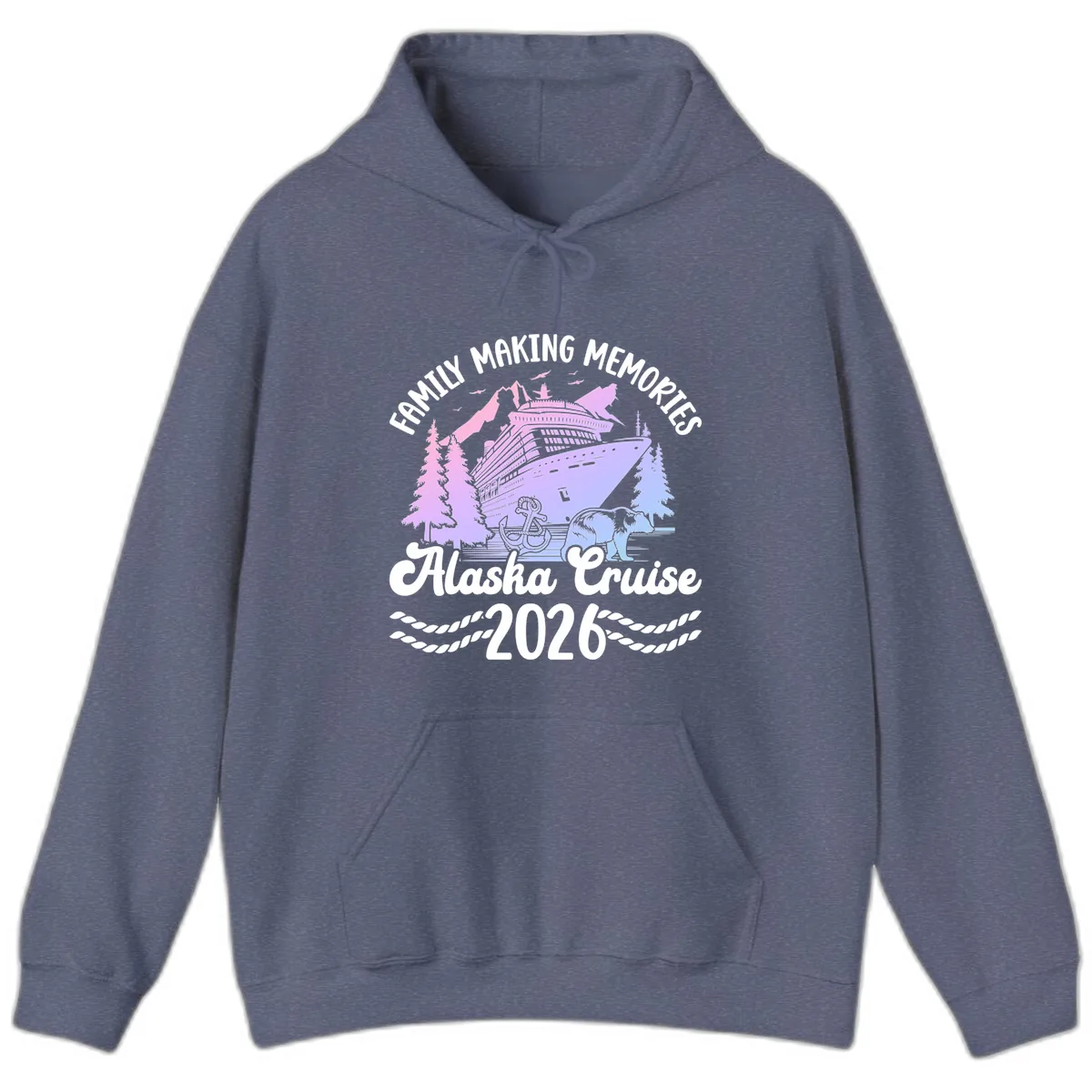 Family Memories Alaska Cruise 2026 Design Hoodie in Heather Navy
