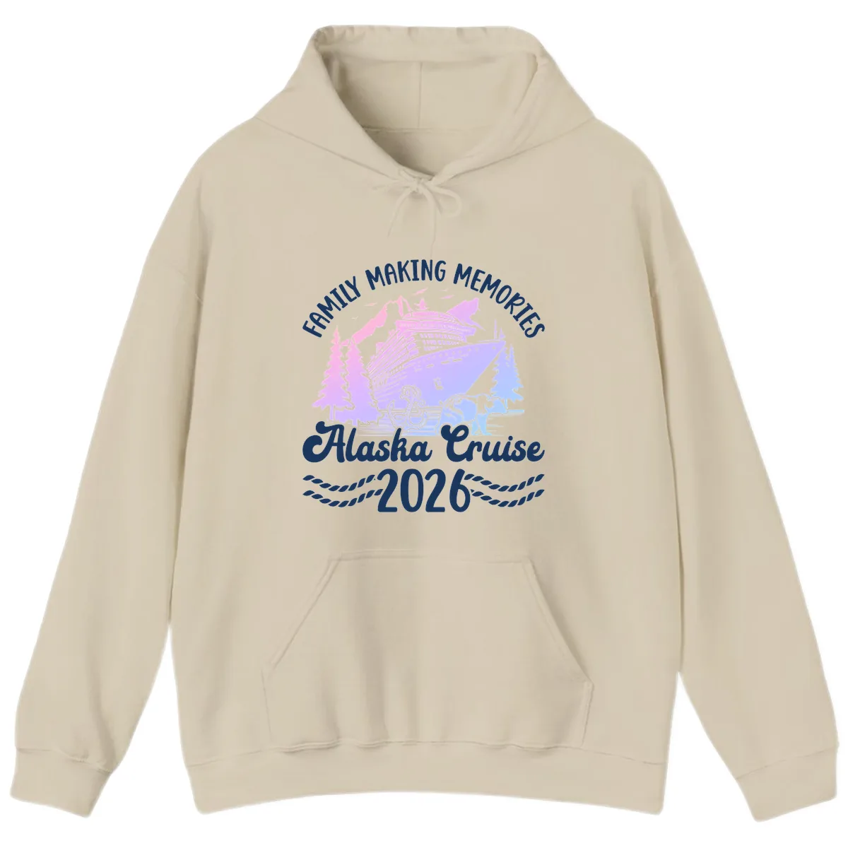 Family Memories Alaska Cruise 2026 Design Hoodie in Sand