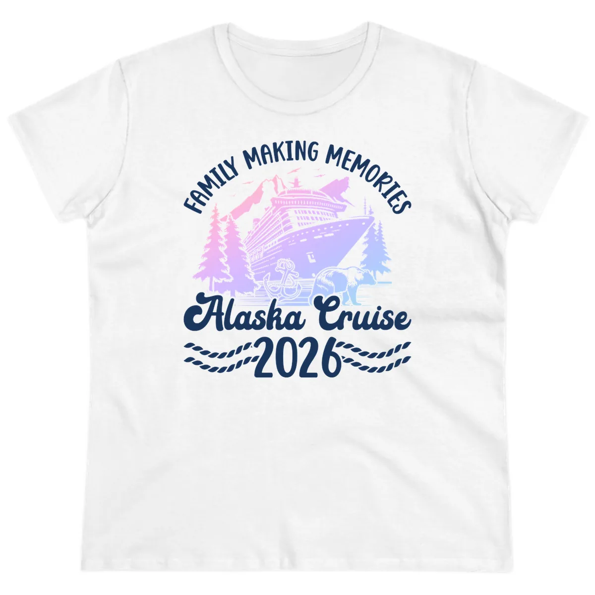 Family Memories Alaska Cruise 2026 Design Ladies Tee in White