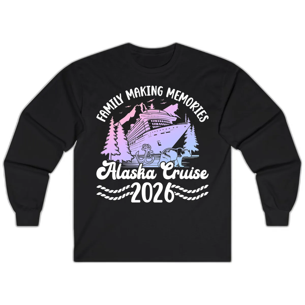 Family Memories Alaska Cruise 2026 Design Long Sleeve in Black