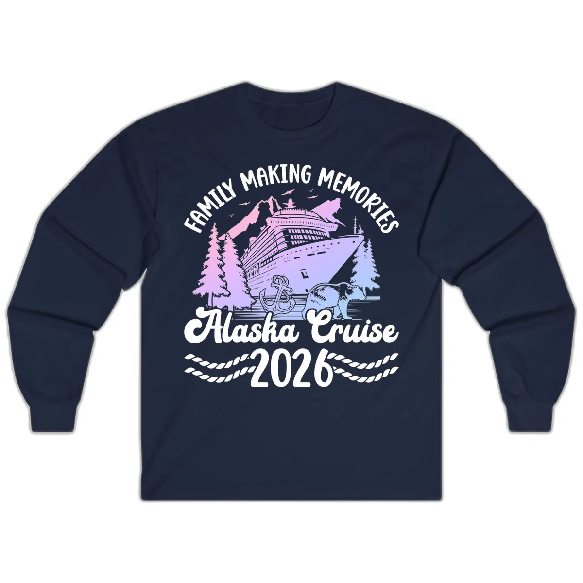 Family Memories Alaska Cruise 2026 Design Long Sleeve in Navy