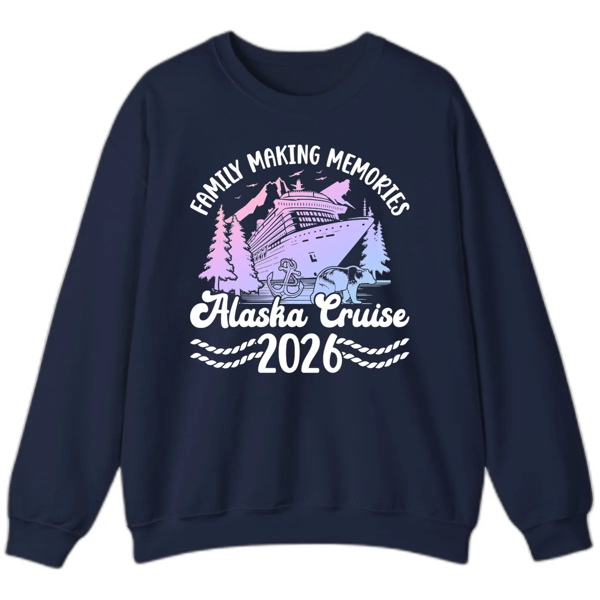 Family Memories Alaska Cruise 2026 Design Sweatshirt in Navy