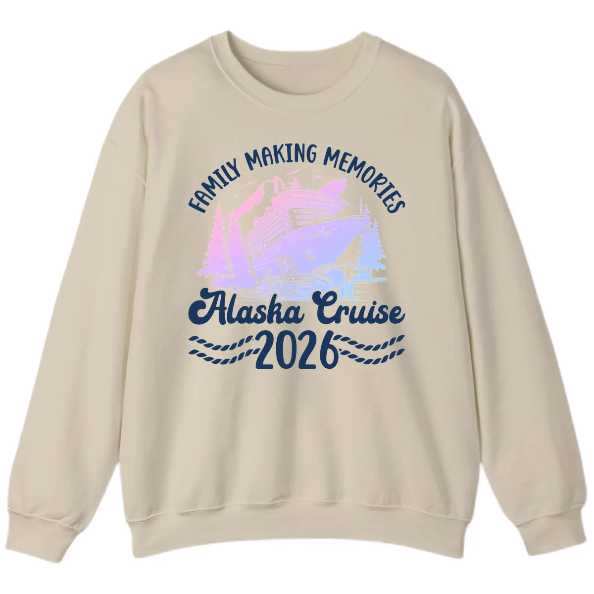 Family Memories Alaska Cruise 2026 Design Sweatshirt in Sand