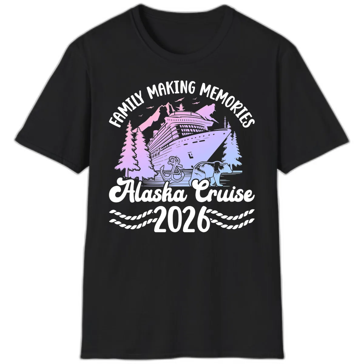 Family Memories Alaska Cruise 2026 Design T-Shirt in Black