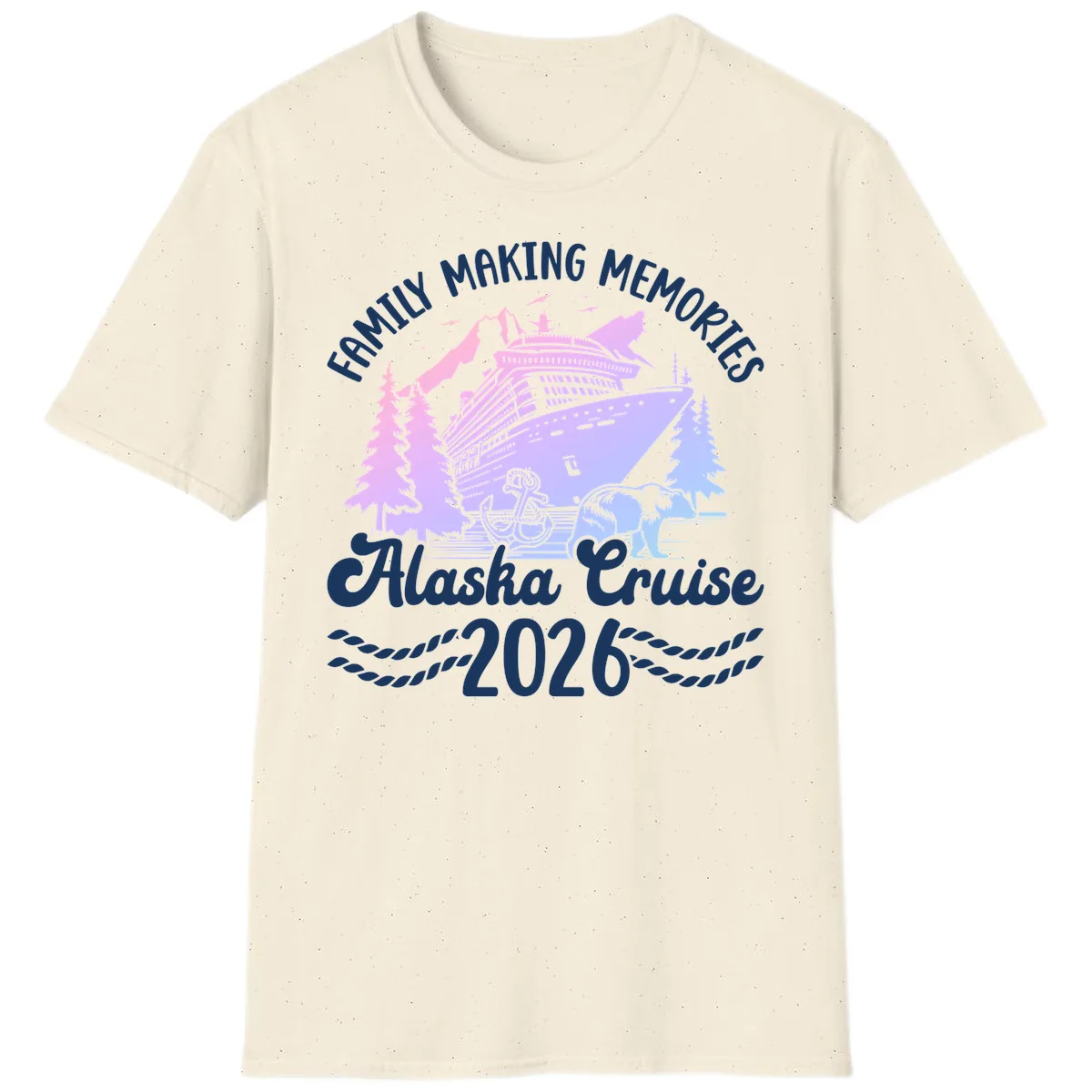 Family Memories Alaska Cruise 2026 Design T-Shirt in Natural