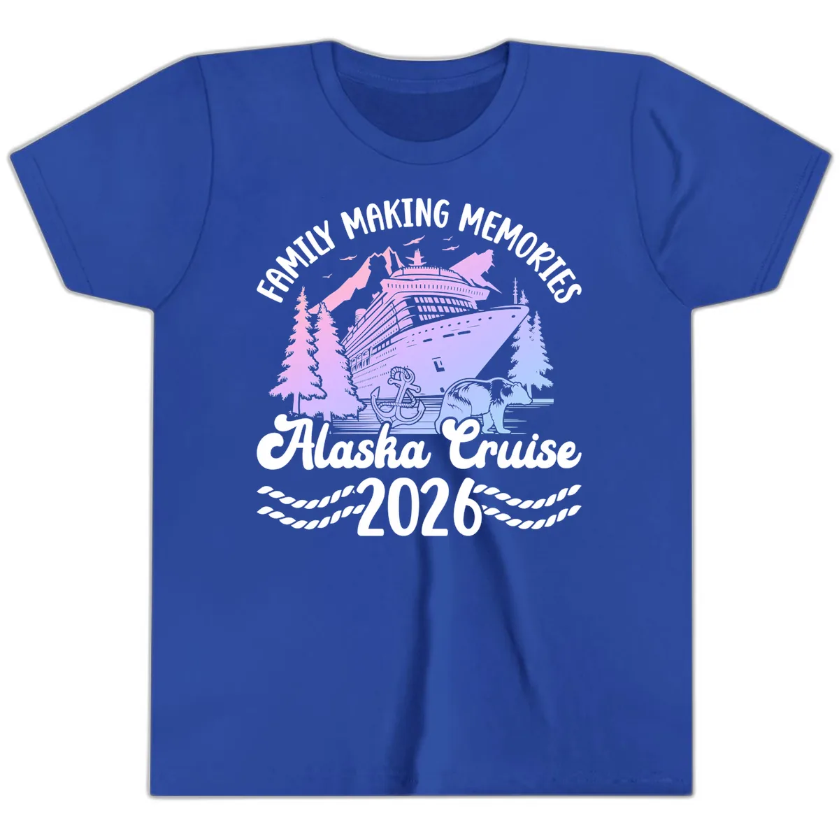 Family Memories Alaska Cruise 2026 Design Youth T-Shirt in True Royal