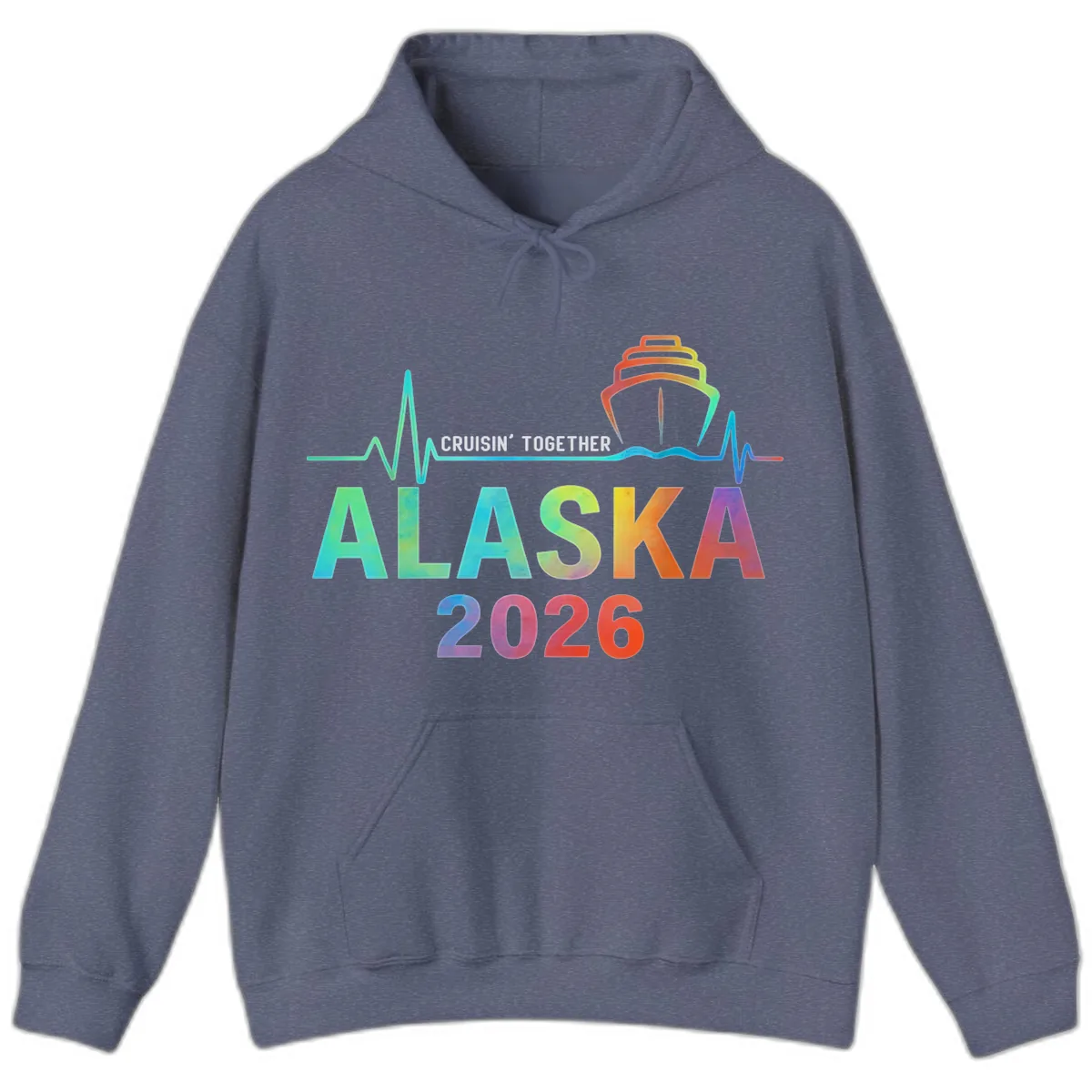 Cruisin' Together Alaska 2026 Cruise Design Hoodie in Heather Navy