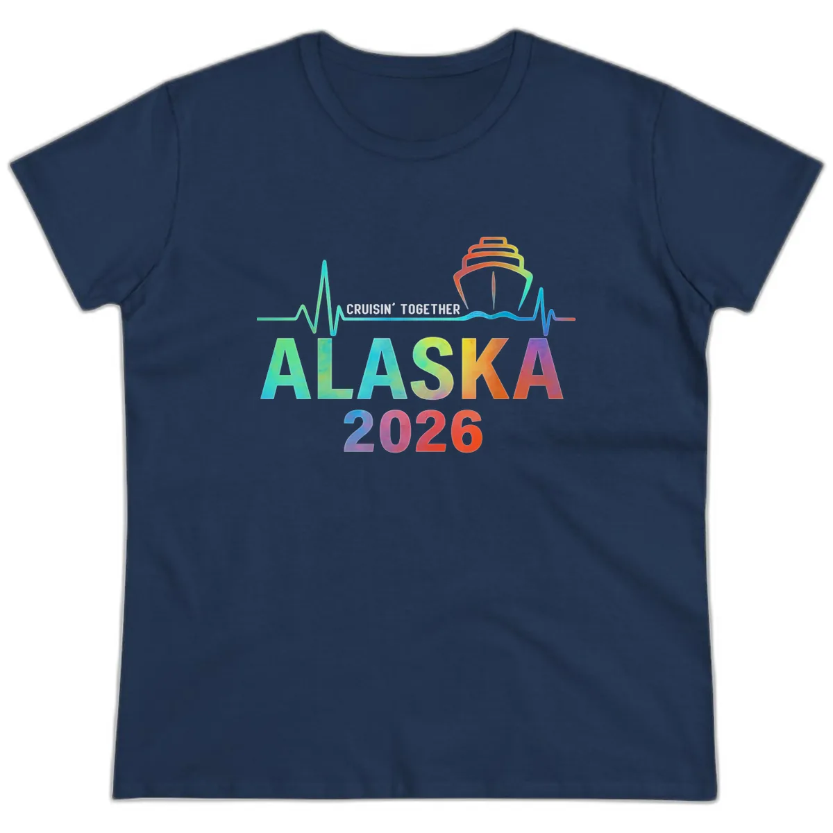 Cruisin' Together Alaska 2026 Cruise Design Ladies Tee in Navy