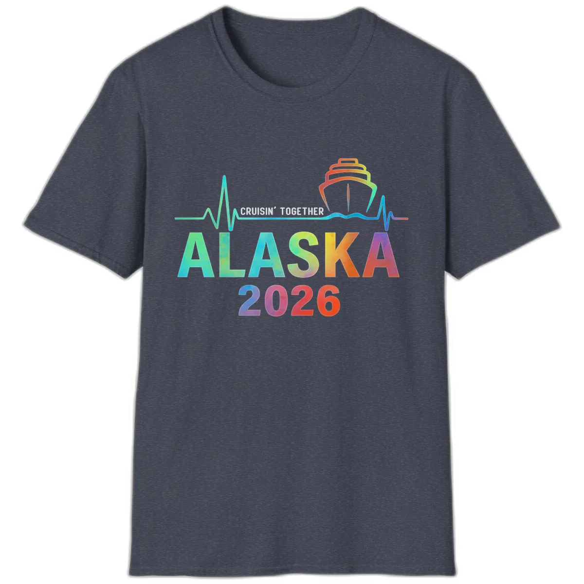 Cruisin' Together Alaska 2026 Cruise Design T-Shirt in Heather Navy