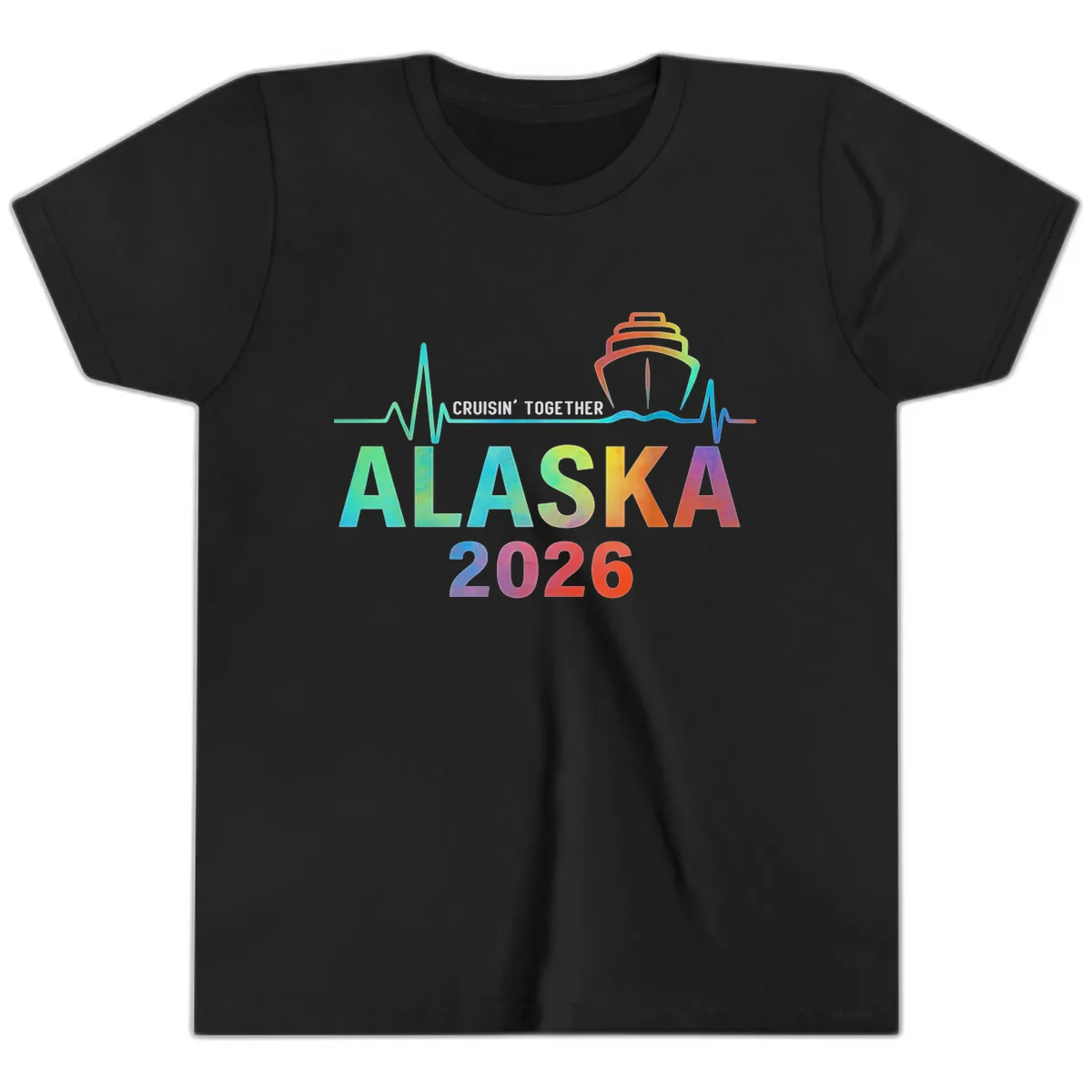 Cruisin' Together Alaska 2026 Cruise Design Youth T-Shirt in Black