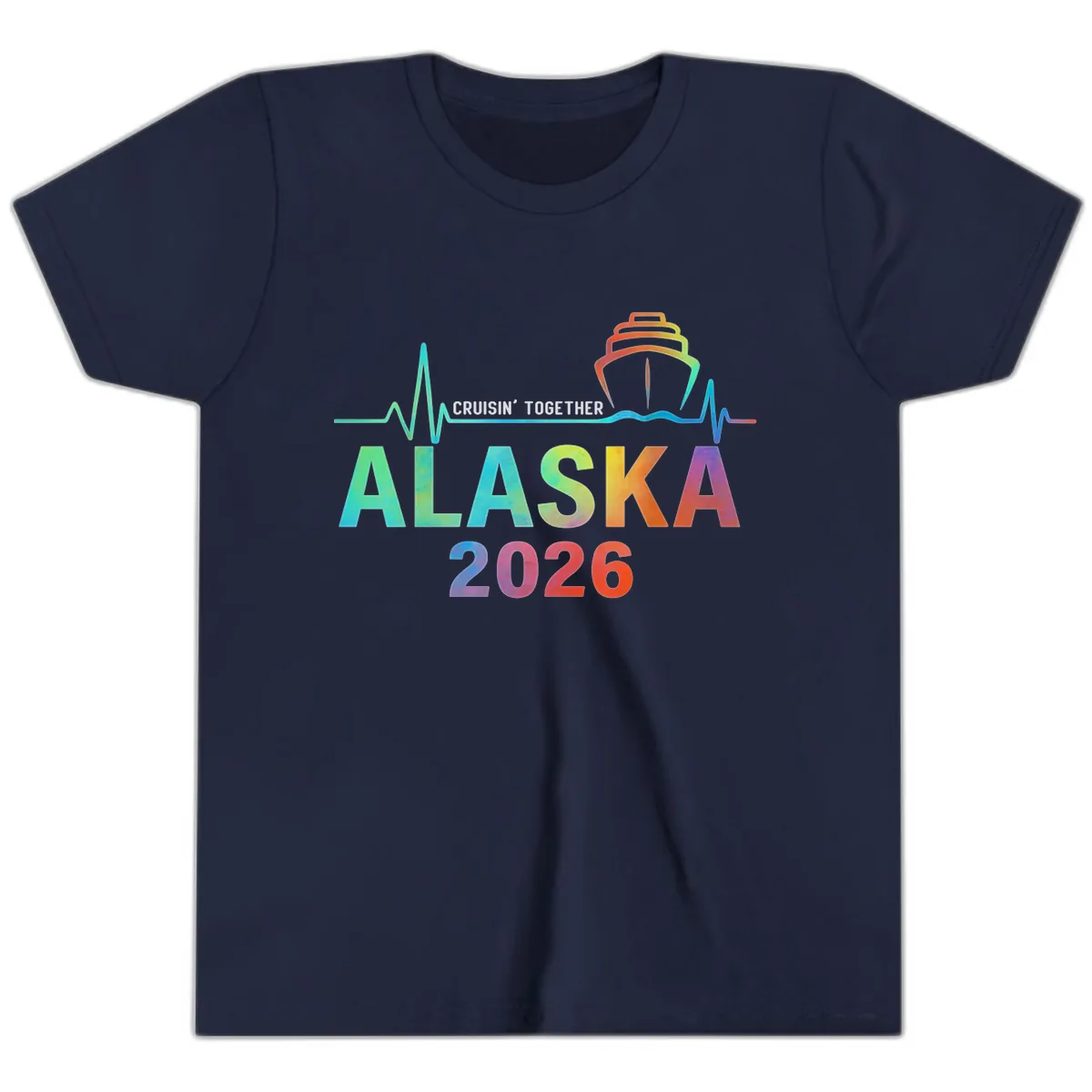 Cruisin' Together Alaska 2026 Cruise Design Youth T-Shirt in Navy