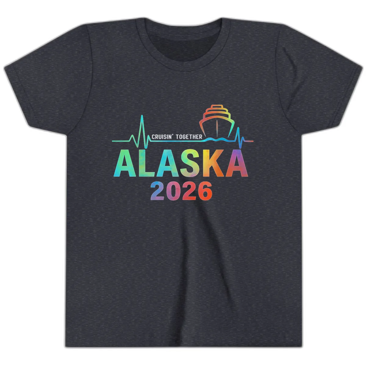 Cruisin' Together Alaska 2026 Cruise Design Youth T-Shirt in Heather Navy