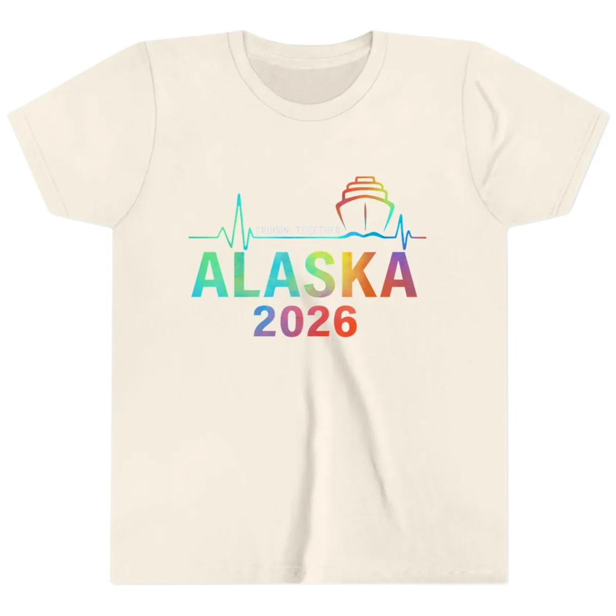 Cruisin' Together Alaska 2026 Cruise Design Youth T-Shirt in Natural